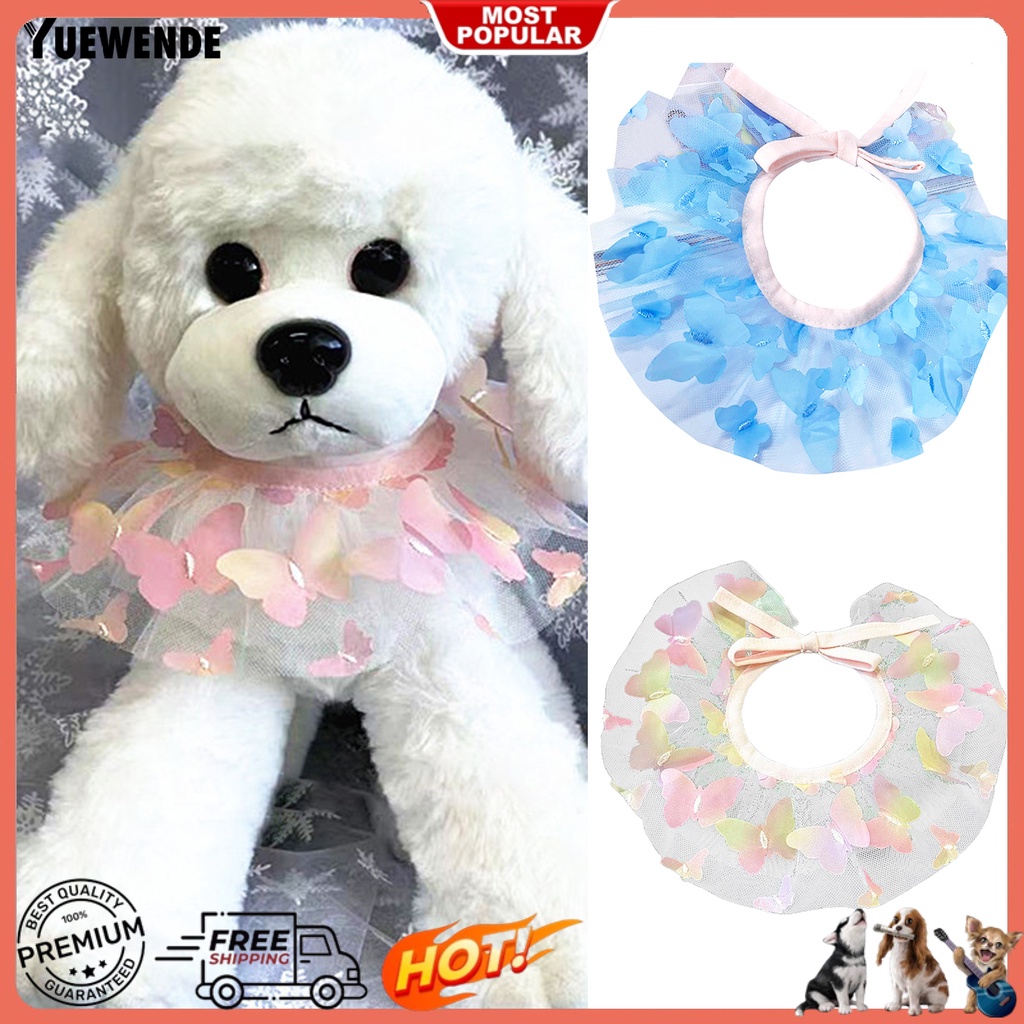 Yq.e Vòng Cổ Hình Bướm 3D Bằng Lưới Polyester Thoải Mái Lãng Mạn Dành Cho Thú Cưng