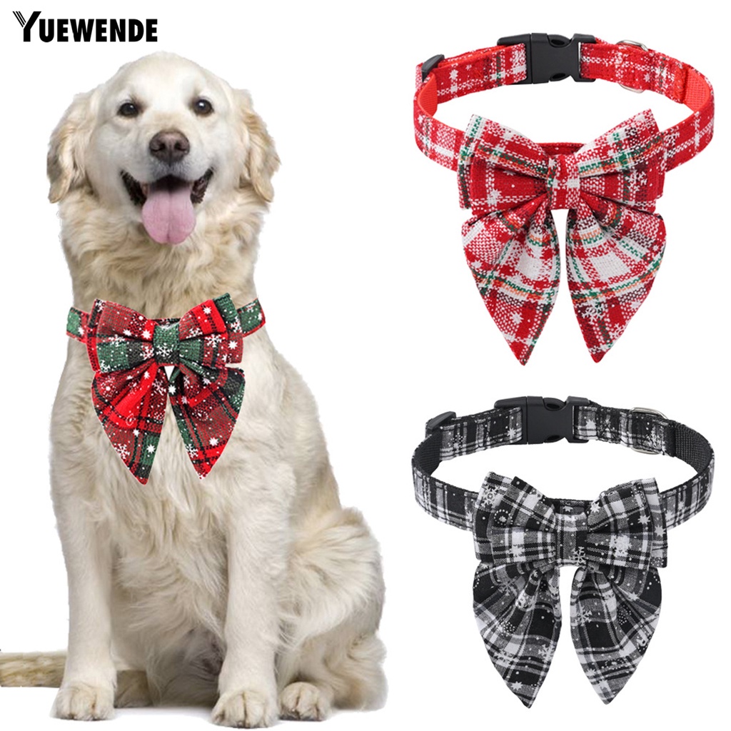 Yq.e Vòng Cổ Nhỏ Thắt Nơ Bằng Polyester Dễ Giặt Tháo Gỡ Họa Tiết Bông Tuyết Giáng Sinh Cho Thú Cưng