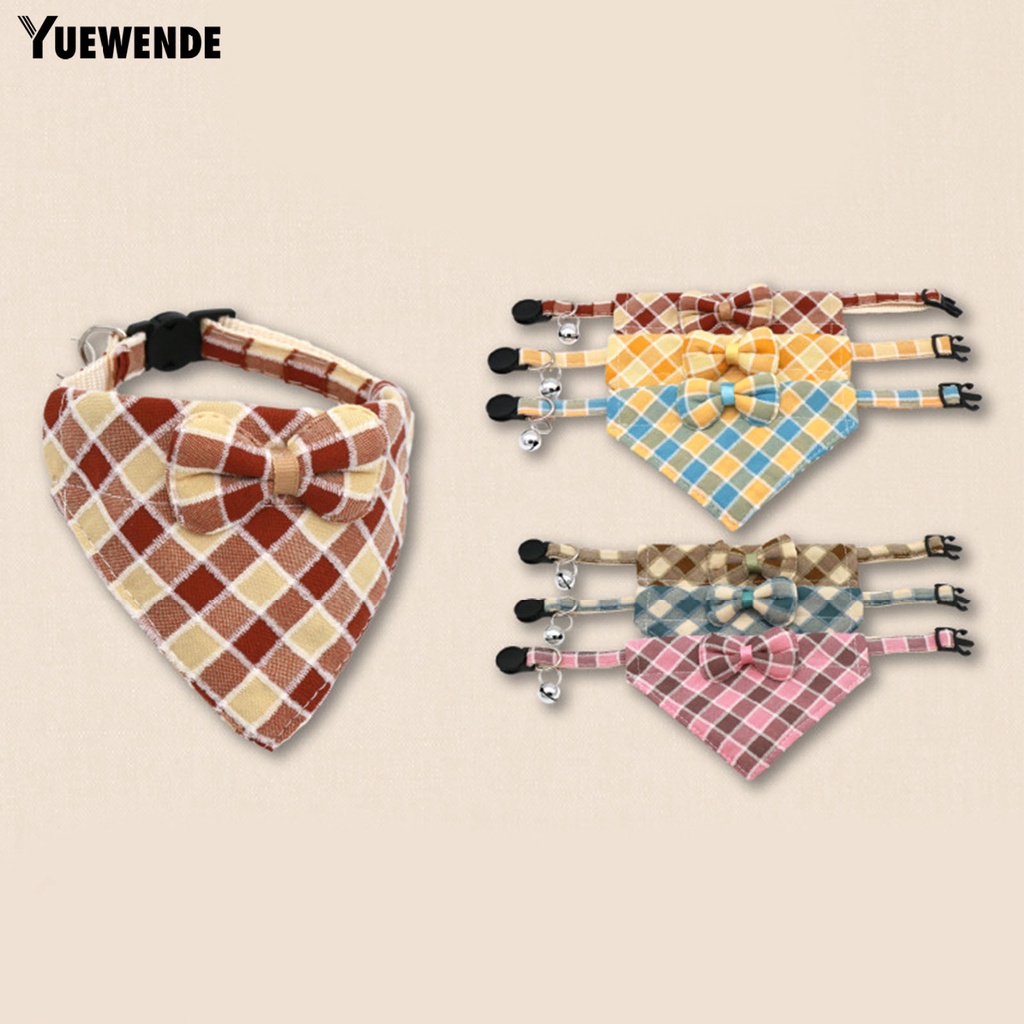 Khăn Quàng Cổ Tam Giác Họa Tiết Caro Đính Nơ Có Khóa Điều Chỉnh Được Cho Thú Cưng