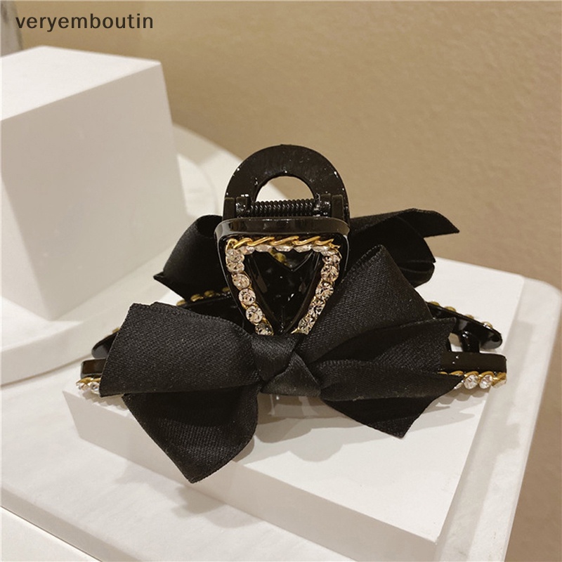 Kẹp Tóc Nơ Lớn Màu Đen Phong Cách Hàn Quốc Thanh Lịch