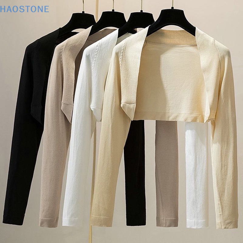 Áo Cardigan Dệt Kim Lụa Lạnh Mỏng Tay Dài Màu Trơn Mùa Hè Cho Nữ MCL
