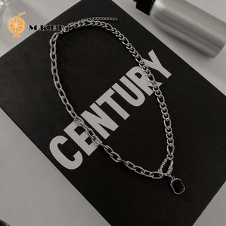 Vòng cổ Mặt Vuông Màu Đen Phong Cách Hip Hop Hàn Quốc Cho Cặp Đôi