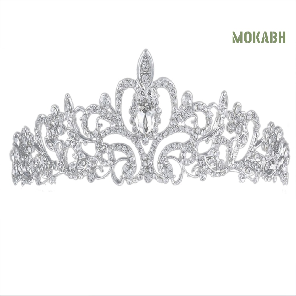 Băng Đô Cài Tóc Hình Vương Miện Rỗng Đính Đá Cho Cô Dâu