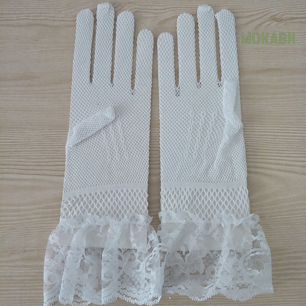 Găng Tay Ren Lưới Đính Nơ Cho Cô Dâu Ngày Cưới