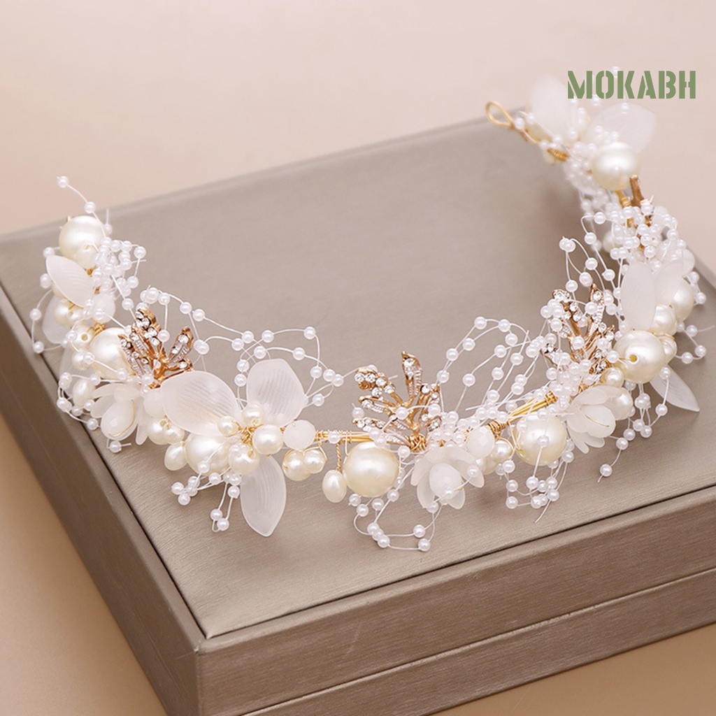 Cài Tóc Hoa Đính Ngọc Trai Giả Lấp Lánh Cho Cô Dâu