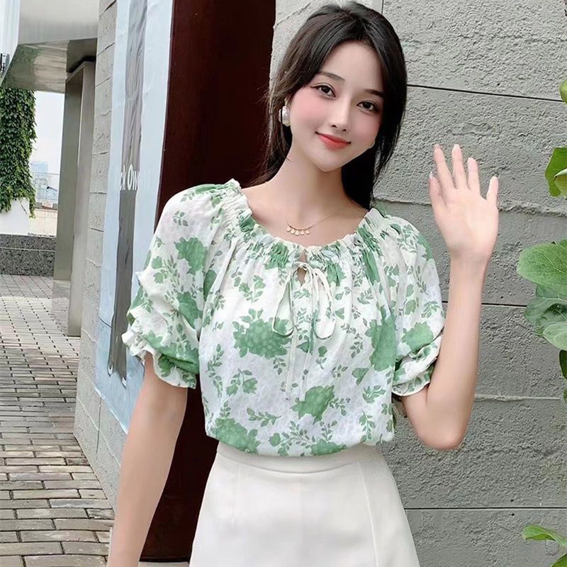 Áo Sơ Mi Tay Ngắn Dáng Rộng In Họa Tiết Hoa Phong Cách Hàn Quốc Thời Trang Mùa Hè Cho Nữ Mới