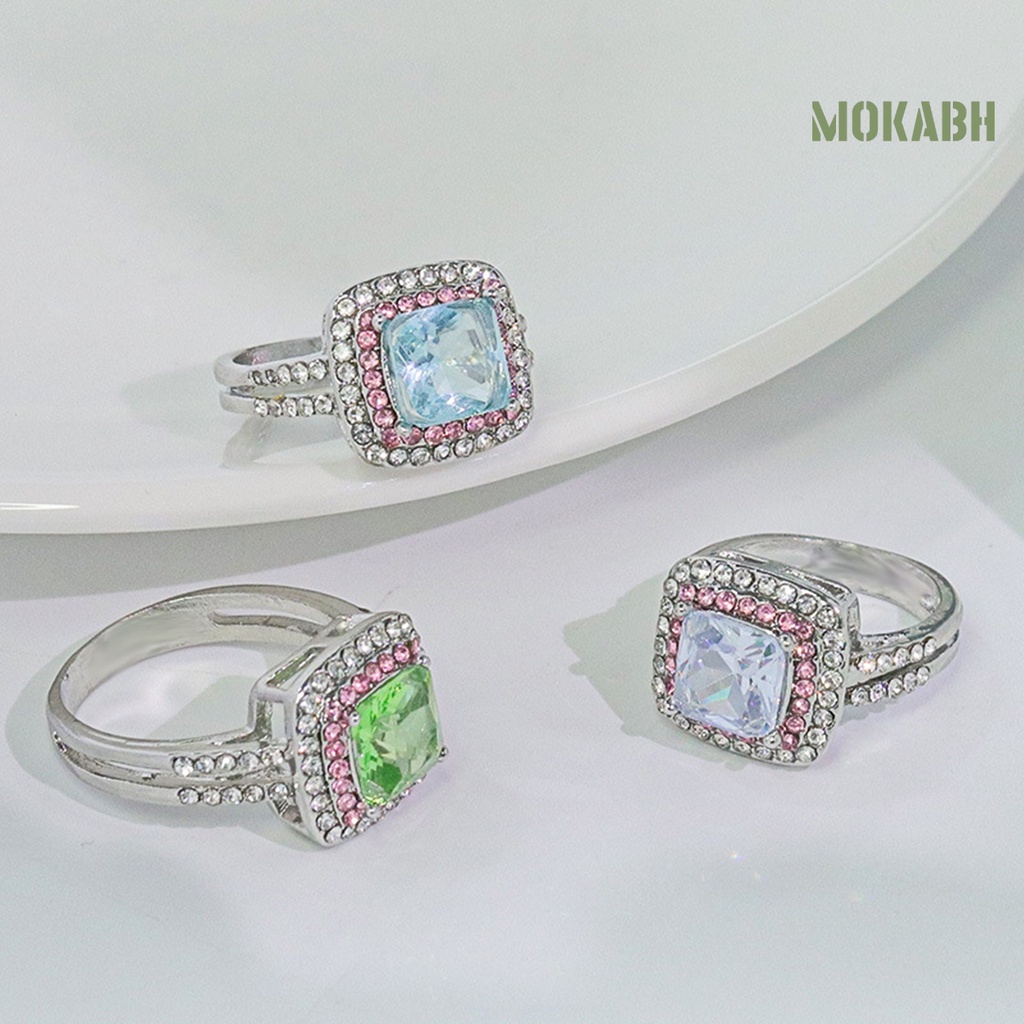 Nhẫn Cưới Mặt Vuông Đính Đá Zircon Lấp Lánh Dành Cho Nữ