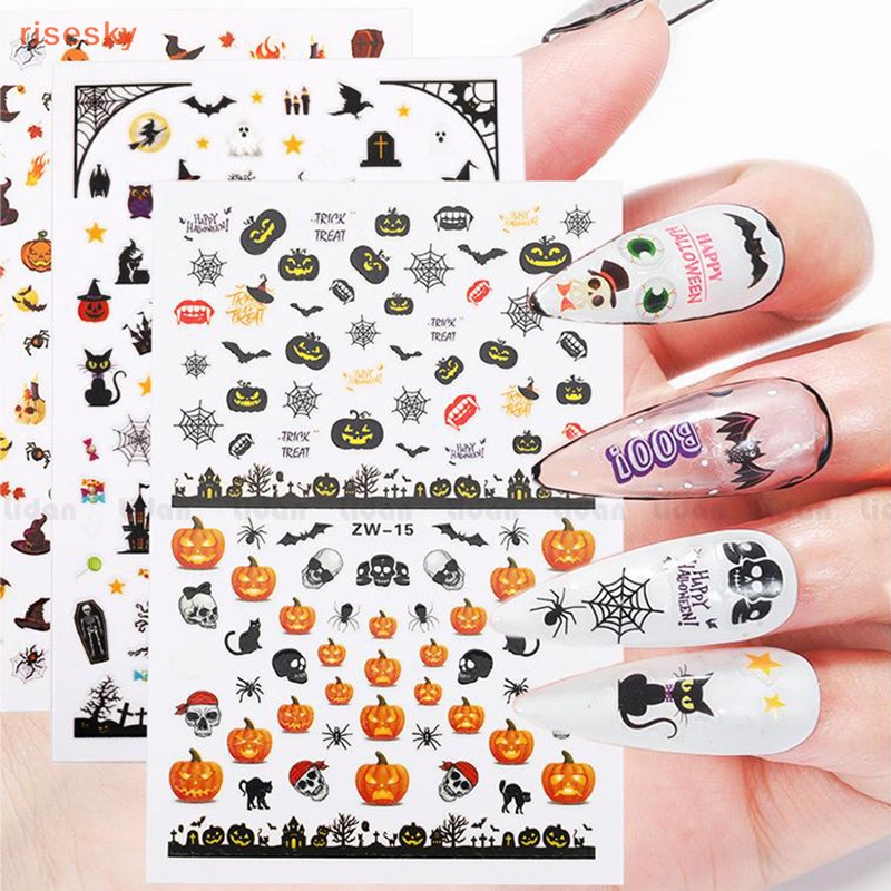 Miếng Dán Trang Trí Móng Tay Họa Tiết Hoạt Hình 3D Phong Cách Halloween Độc Đáo