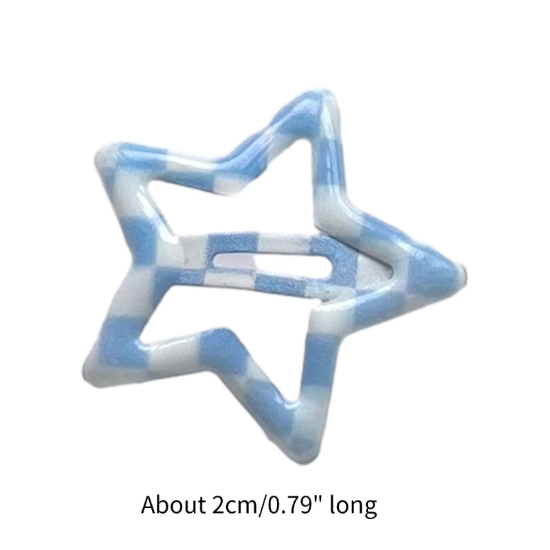 Kẹp Tóc Hình Ngôi Sao Họa Tiết Kẻ Sọc Phong Cách Harajuku Cho Thanh Thiếu Niên