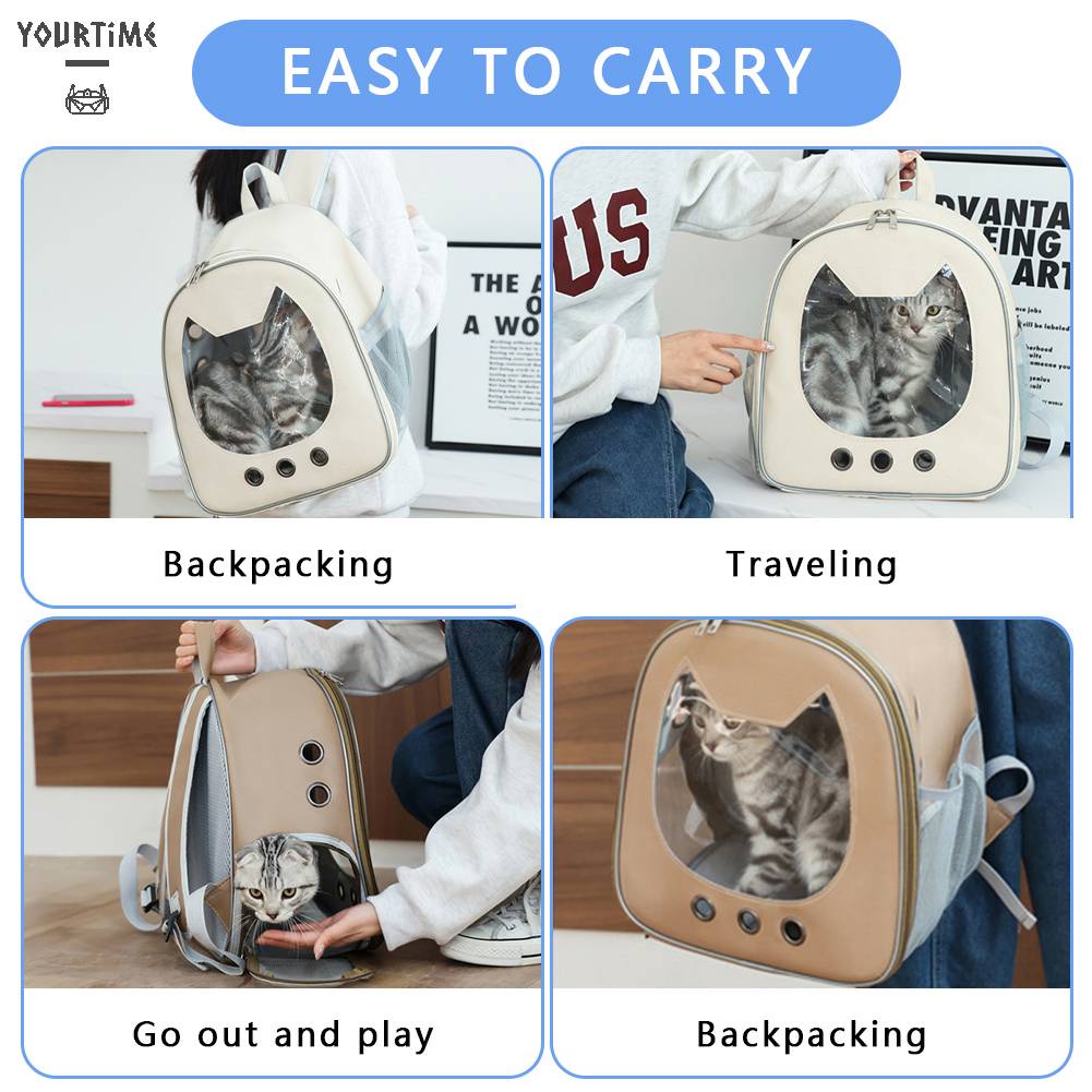 Ba Lô Địu Thú Cưng Bằng Da PU Phối Lưới Thoáng Khí