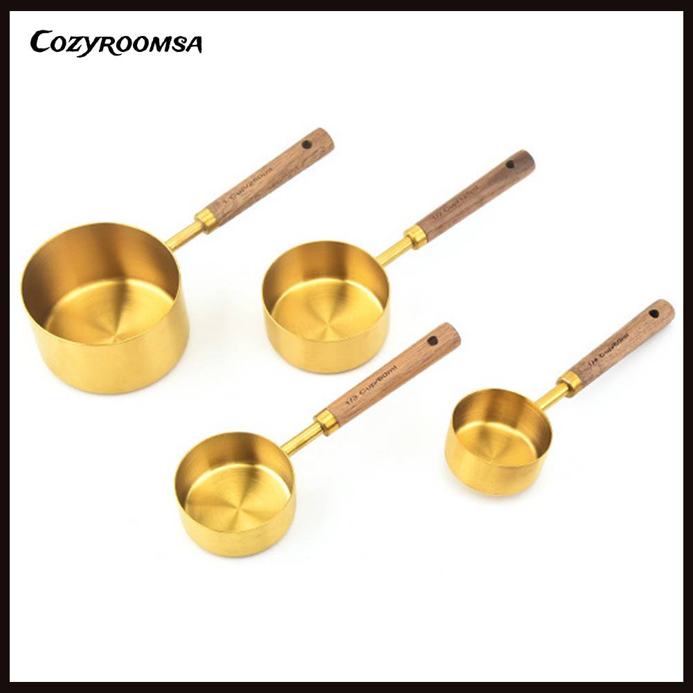 Bộ Muỗng Đo Lường Màu Vàng Kim Tiện Dụng Cho Nhà Bếp