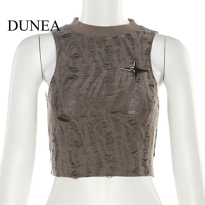 DUNEA Áo Croptop Sát Nách Màu Trơn Thời Trang Cho Nữ