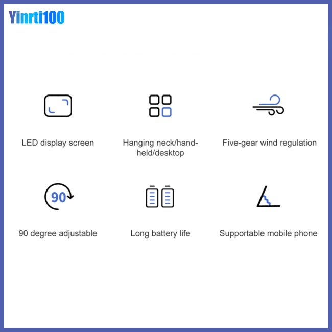 Quạt Điện Mini Cầm Tay 5 Tốc Độ Gấp Được Màn Hình Led Kỹ Thuật Số Kèm Dây Sạc Usb Tiện Dụng