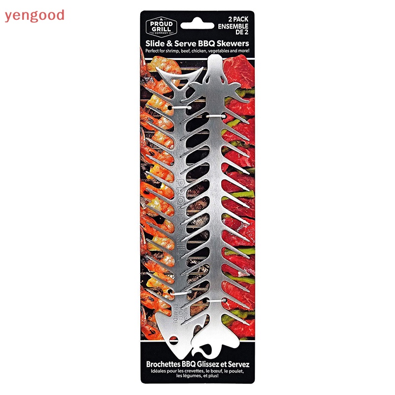 1 Xiên Nướng Bbq Hình Xương Cá Bằng Thép Không Gỉ Tái Sử Dụng Được DIY