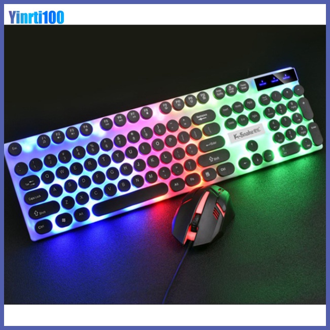 Bộ Bàn Phím Cơ Có Dây Yinrti Kèm Chuột Và Đèn Sau Kết Nối USB Cho Máy Tính Để Bàn Laptop