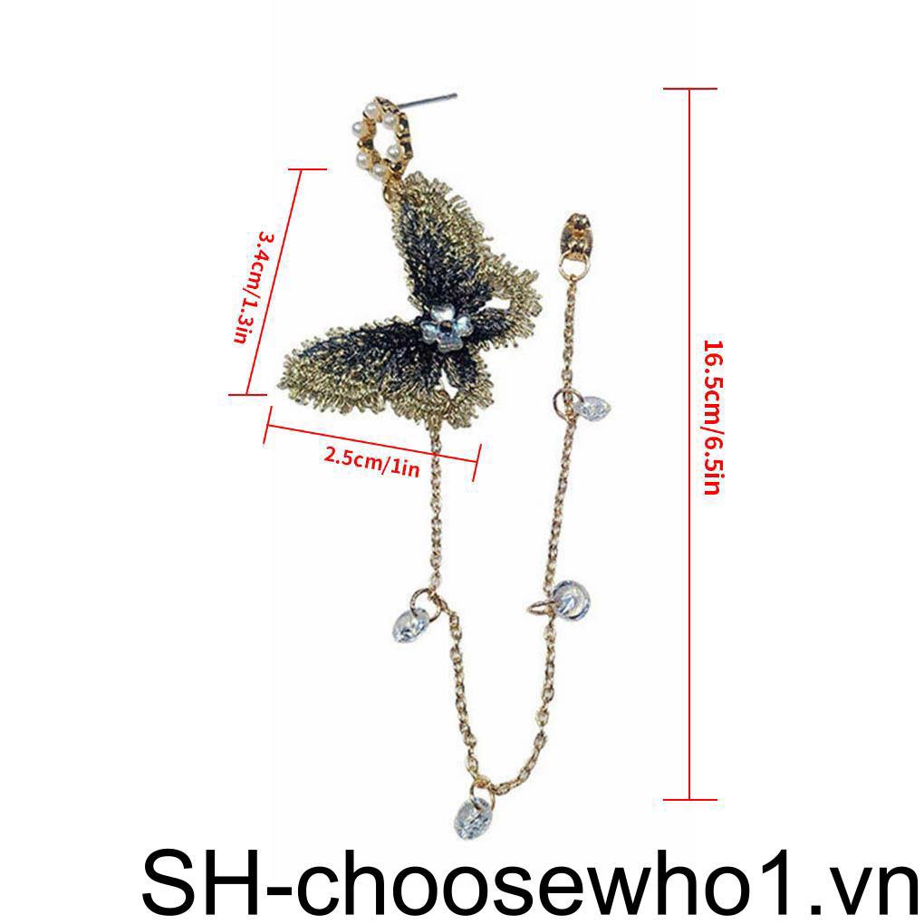 1 Cặp Bông Tai Tua Rua Dài Thêu Họa Tiết Đính Đá Cổ Điển Cho Nữ