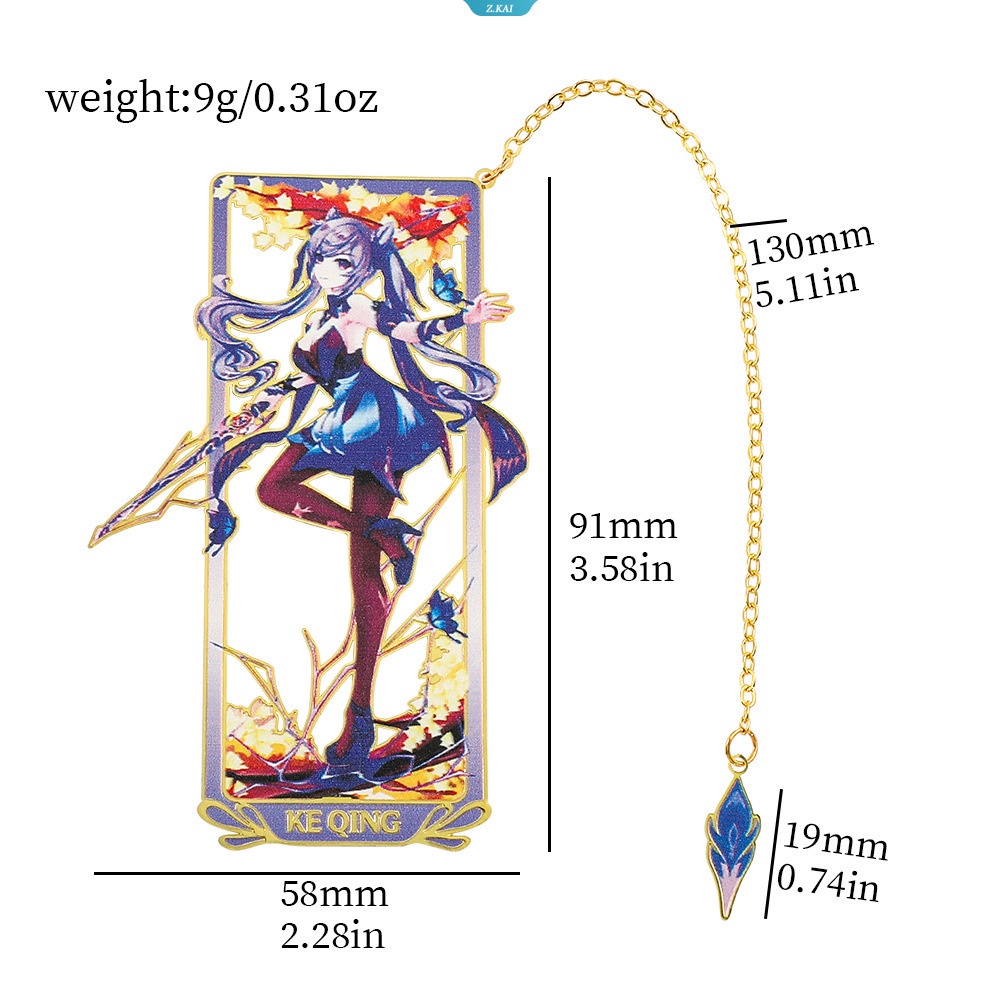 Thẻ Đánh Dấu Trang Sách Bằng Kim Loại Xiao Kaedehara Kazuha