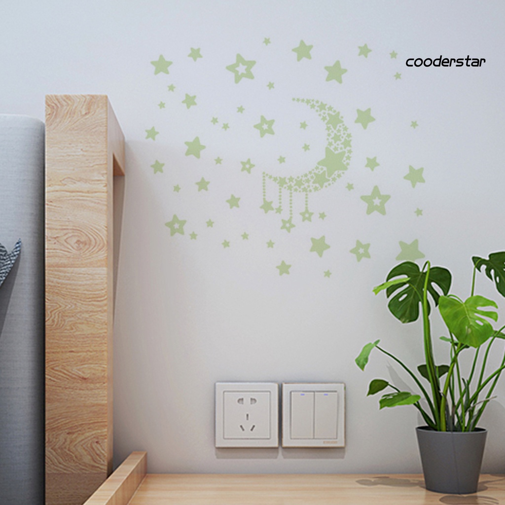 Miếng Dán Tường Dạ Quang Tự Dính Hình Mặt Trăng Và Ngôi Sao Trang Trí Nhà Cửa DIY