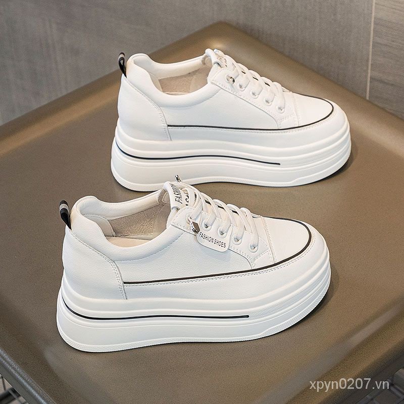 Giày Thể Thao Tăng Chiều Cao 8cm Màu Trắng Phong Cách Mới 2023