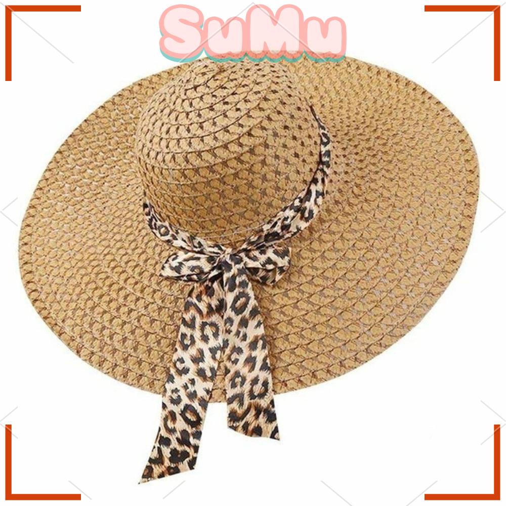 Nón Cối Rộng Vành Chống Tia UV Có Nơ Thời Trang Đi Biển Cho Nữ Sự Bảo Vệ