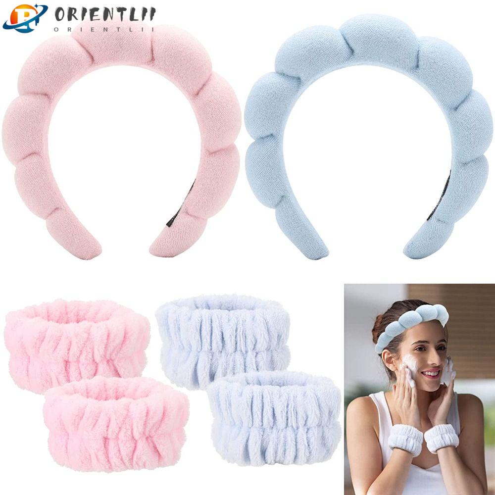 Băng Đô Cài Tóc Rửa Mặt / Trang Điểm Bằng Bọt Biển Không Trơn Cho Nữ