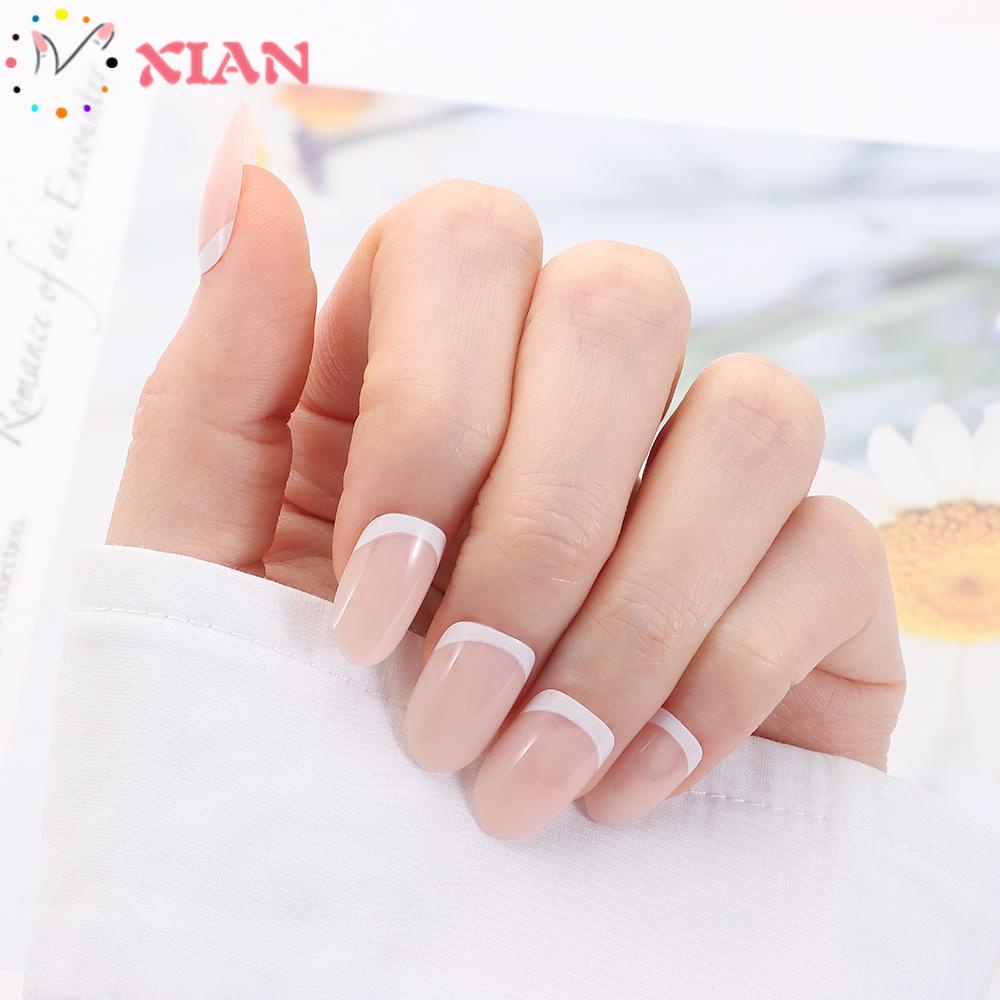 Set 24 Móng Tay Giả Màu Trắng Có Thể Tháo Rời