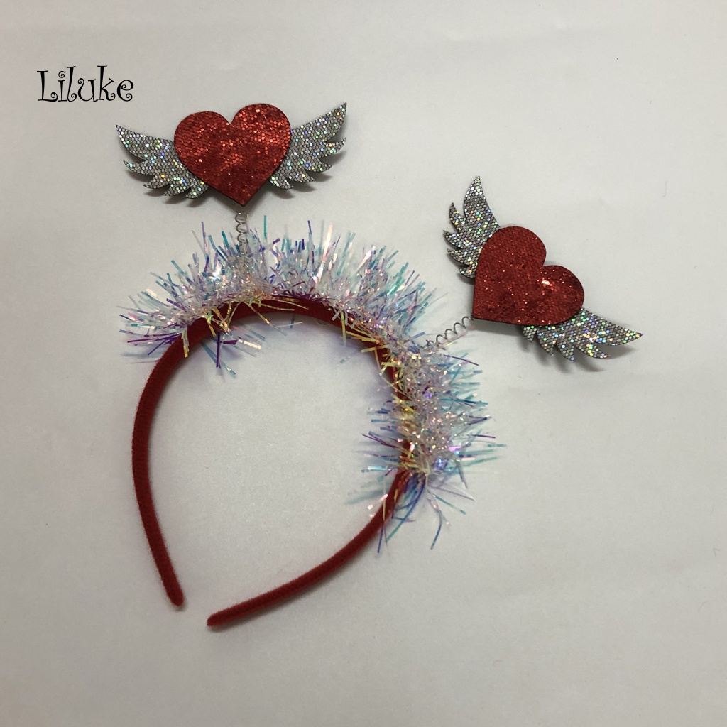 Băng Đô Cài Tóc Hình Đôi Cánh Trái Tim Đính Kim Sa Lấp Lánh