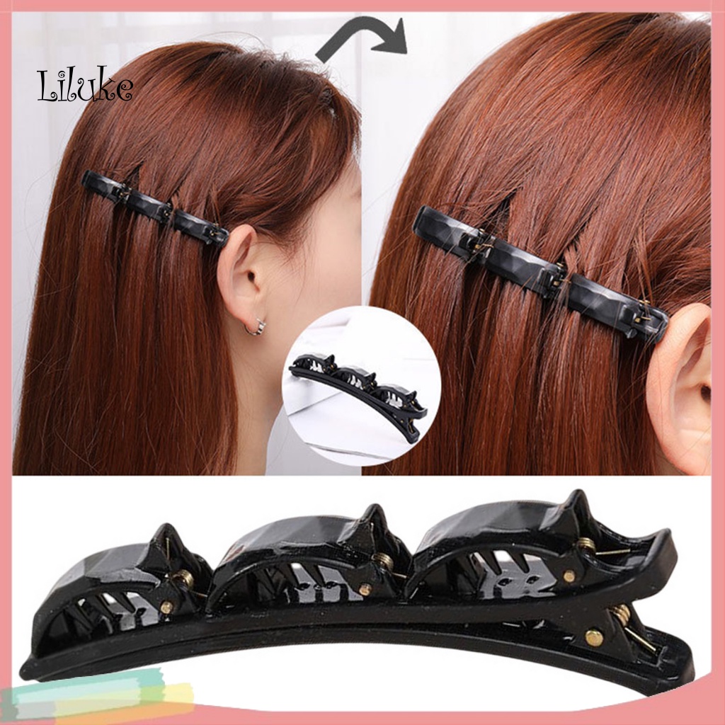 Kẹp Tóc Nhựa Hai Lớp Màu Trơn Thiết Kế Đơn Giản Thanh Lịch Cho Nữ