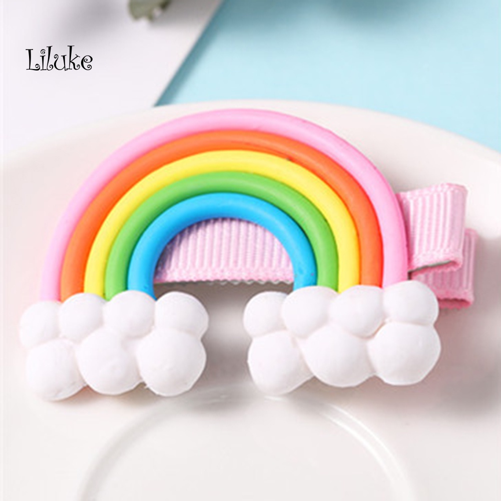 Kẹp Tóc Màu Trơn Trang Trí Hình Kẹo Mút Và Đám Mây Dễ Thương Cho Nữ