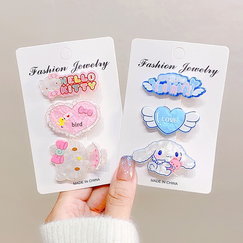 3 cái / bộ kẹp tóc sanrio tóc mái hoạt hình dễ thương và kẹp tóc gãy cho bé gái h0198