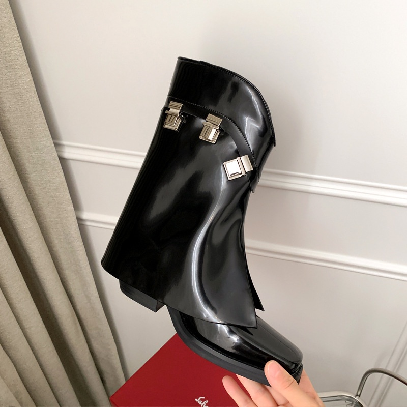 Huaqoo Giày Bốt dép sandal nữ Mũi Vuông Phong Cách Retro Cá Tính Cho Nữ 28Z0629015