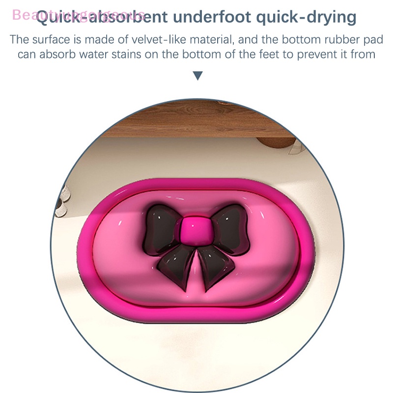 Thảm lót cửa chùi chân Mềm Mại Thấm Hút Tốt Chống Trượt Họa Tiết Trái Tim 3D Dành Cho Phòng Tắm