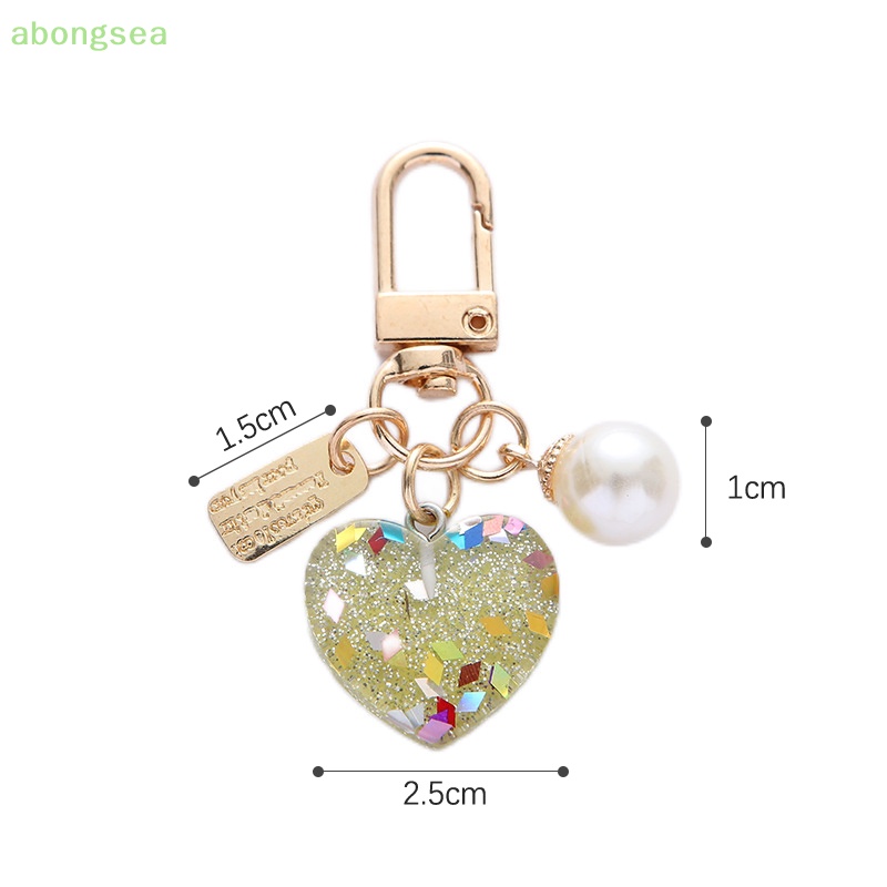 Abongsea Móc Khóa Hình Trái Tim Đính Kim Sa Lấp Lánh Nhiều Màu Sắc Dễ Thương Cho Nữ