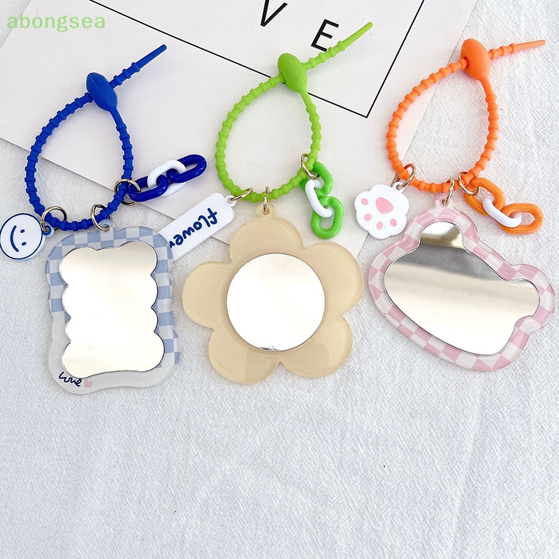 Abongsea Móc Khóa Mặt Gương Nhỏ Họa Tiết Hoạt Hình Đáng Yêu Sáng Tạo Dành Cho Nữ