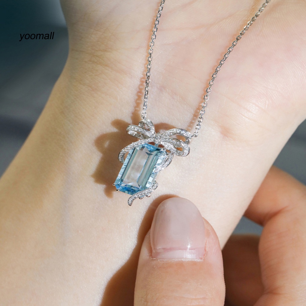 Vòng cổ Mặt Hình Nơ Đính Đá Zircon Lấp Lánh Dễ Phối Đồ Thời Trang Cho Nữ