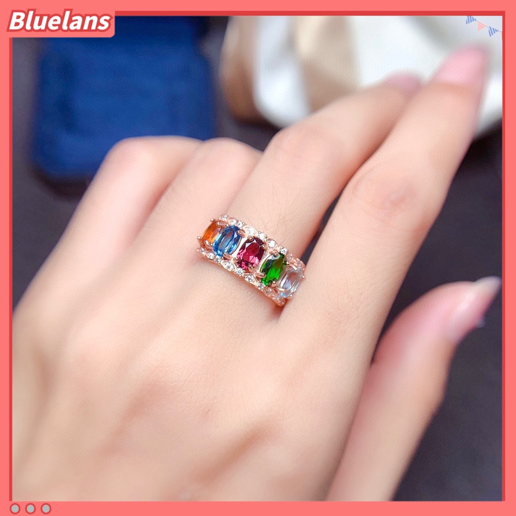 [BLS] Nhẫn Dạng Hở Đính Pha Lê Tự Nhiên Nhiều Màu Cho Nữ