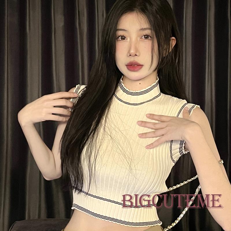 [] Áo Tank Top Không Tay Cổ Tròn Ôm Dáng Phong Cách Đường Phố Mùa Hè Cho Nữ