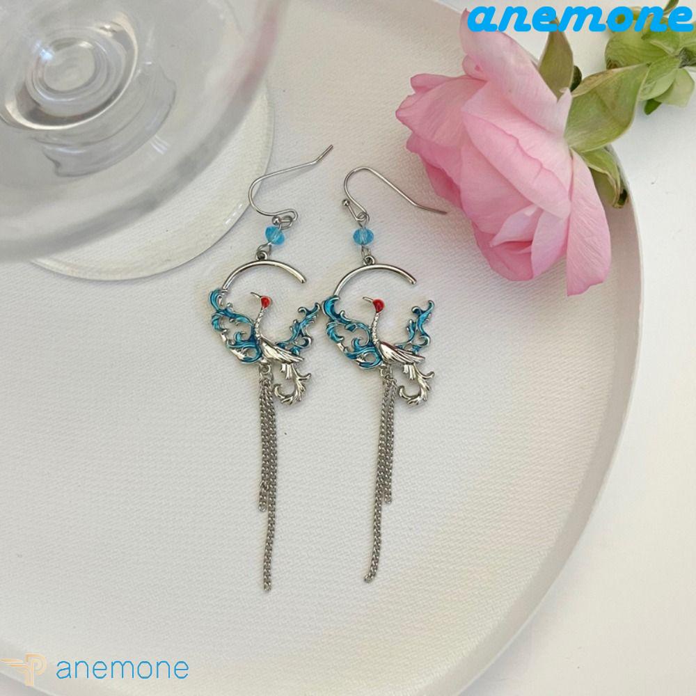 Khuyên Tai Tua Rua Dài Tráng Men Bằng Hợp Kim Cho Nữ