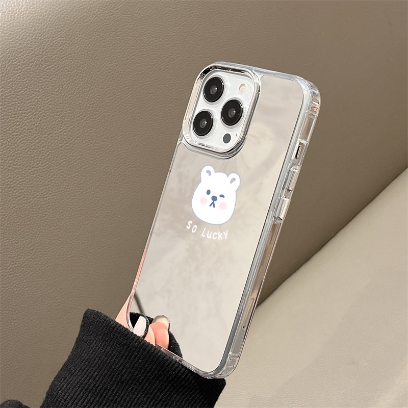 Ốp Lưng TráNg Gương HìNh Con GấU Cho IPhone 11 12 13 14 12Pro 13Pro 14Pro Pro Max XR X XS Max