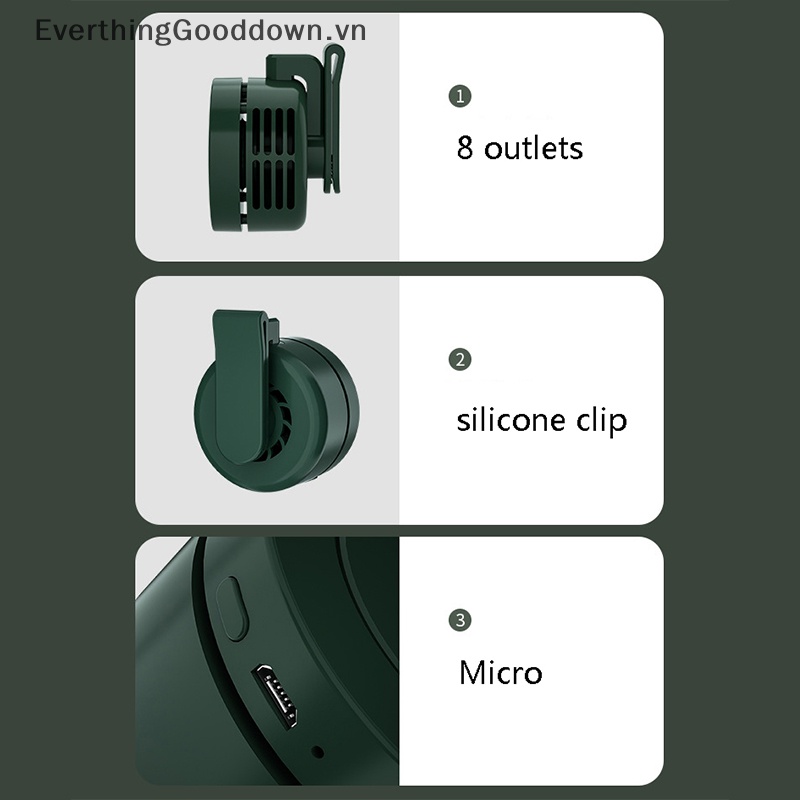 Everthinggood Quạt Làm Mát Mini Dạng Kẹp Sạc USB Có Thể Sạc Lại Dùng Trong Nhà / Văn Phòng / Đi Du Lịch
