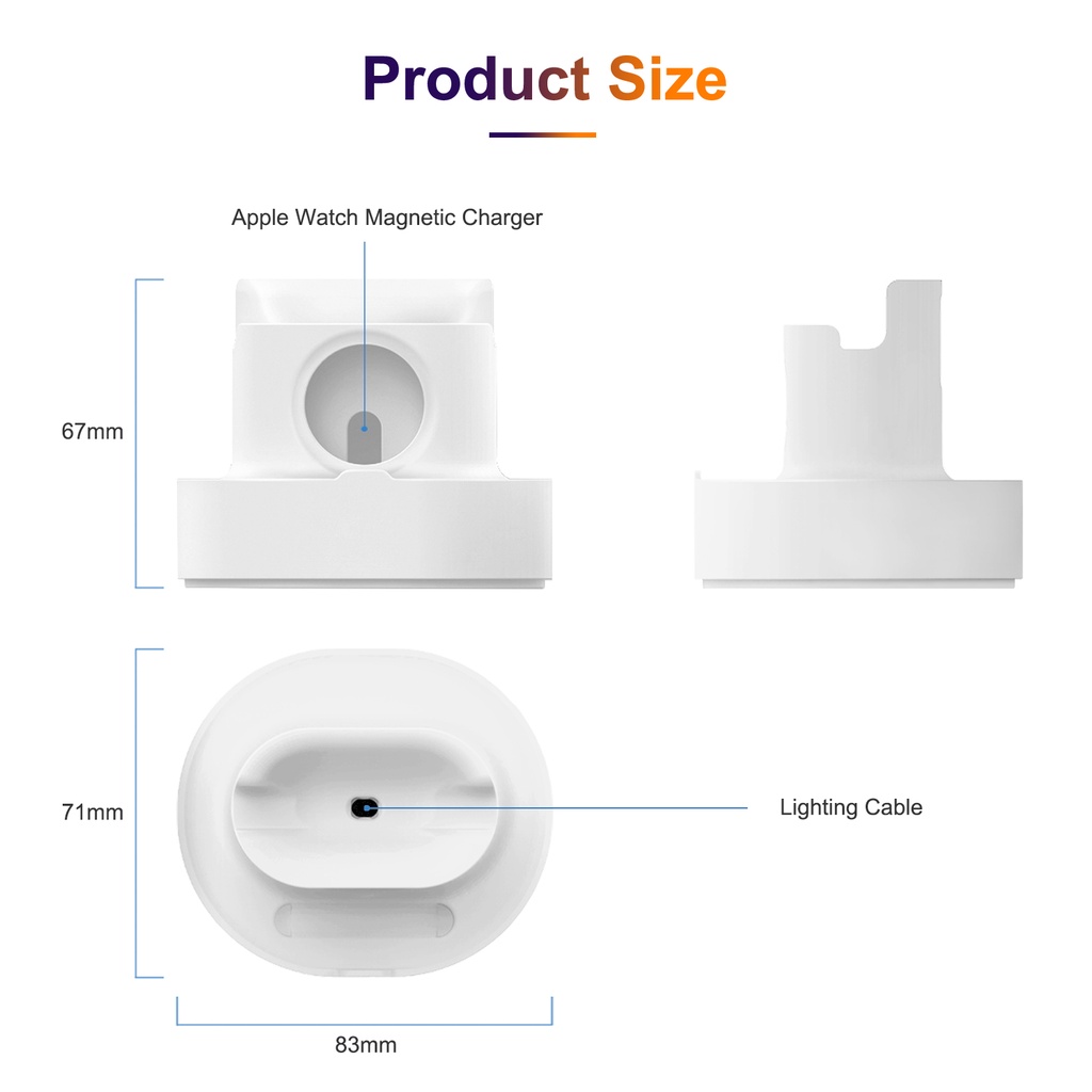 Đế Sạc Bằng Silicon 2 Trong 1 Cho IPhone 11 12 Pro Max IWatch Airpods Pro 2 3