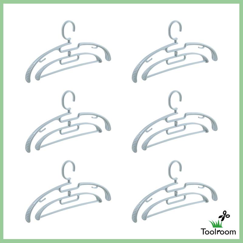 Set 6 Móc Treo Quần Áo Hai Tầng Tiết Kiệm Không Gian