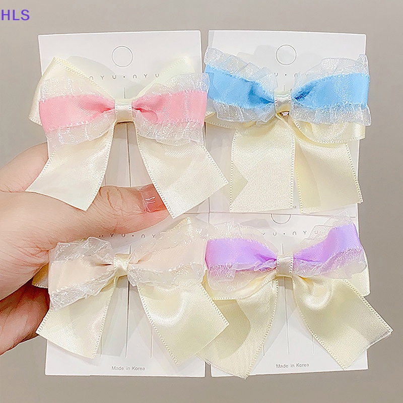 Kẹp Tóc Nơ Lưới Thời Trang Ngọt Ngào Cho Bé Gái