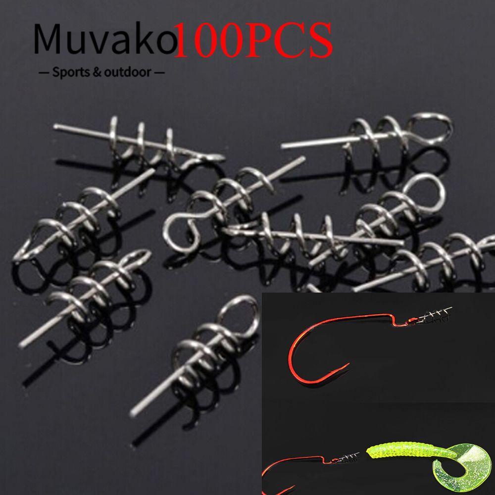 MUVAKO Set 100 Móc Lò Xo Gắn Mồi Câu Cá Tiện Dụng