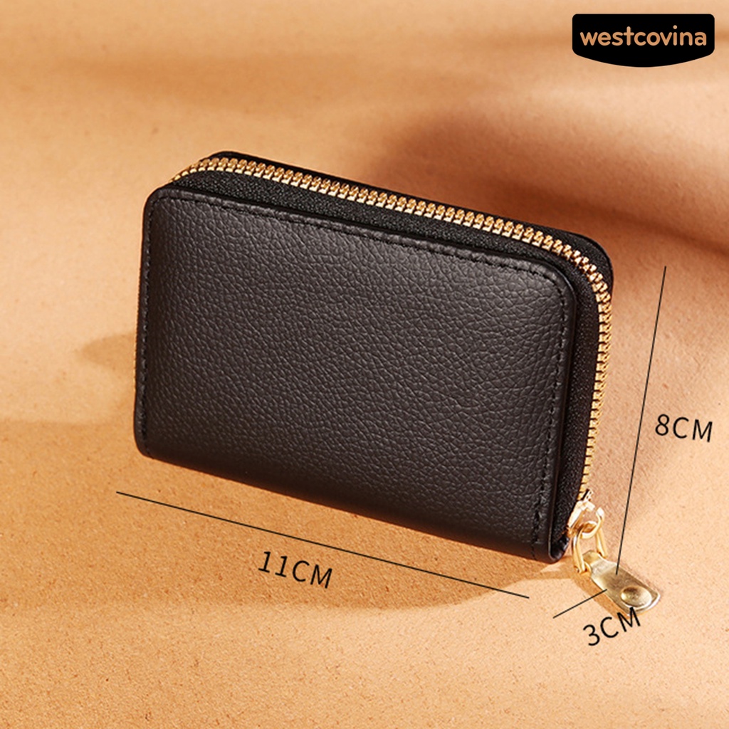 [WSTN]✎Ví Da Nhiều Ngăn Màu Trơn Có Khóa Kéo Nhỏ Gọn Thời Trang Cho Nam Và Nữ