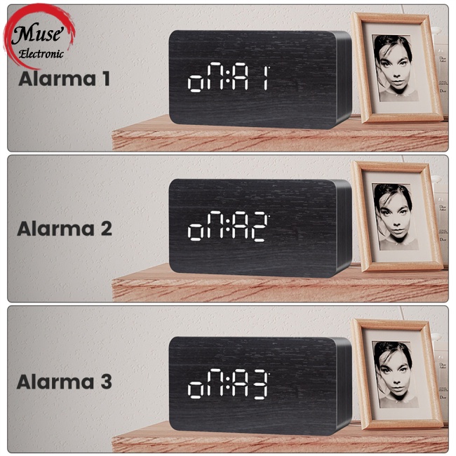 Đồng Hồ Báo Thức Điện Tử Để Bàn Hình Chữ Nhật Bằng Gỗ Có Đèn Led Usb / aaa