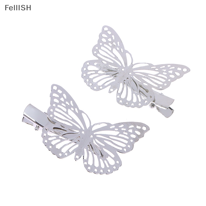 Bộ 2 Kẹp Tóc Hình Bướm Rỗng Bằng Kim Loại Thời Trang Cho Bạn Gái 439br