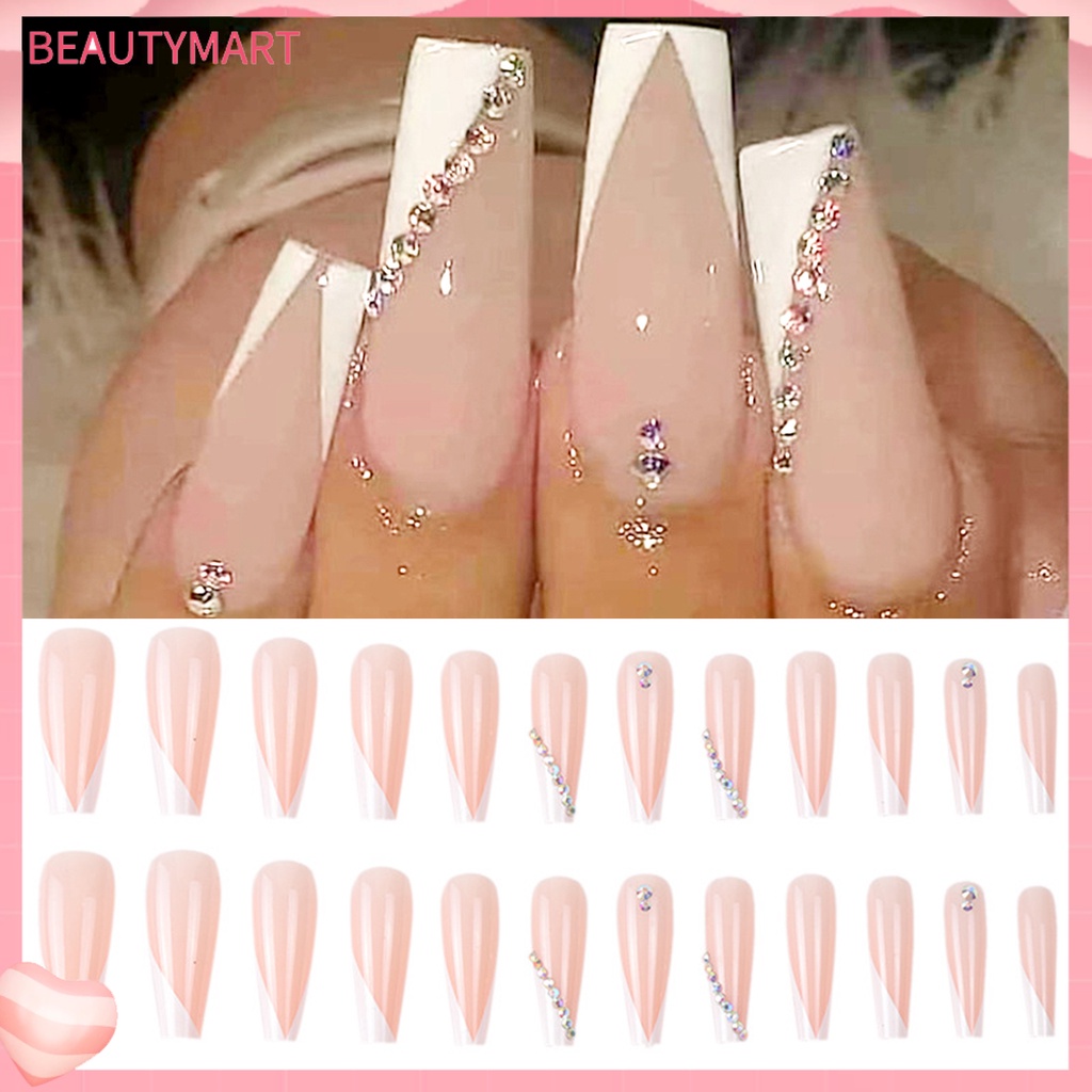 1 Bộ Móng Tay Giả Bằng Nhựa Không Gây Kích Ứng Bề Mặt Kim Cương Giả Dễ Tẩy Trang DIY
