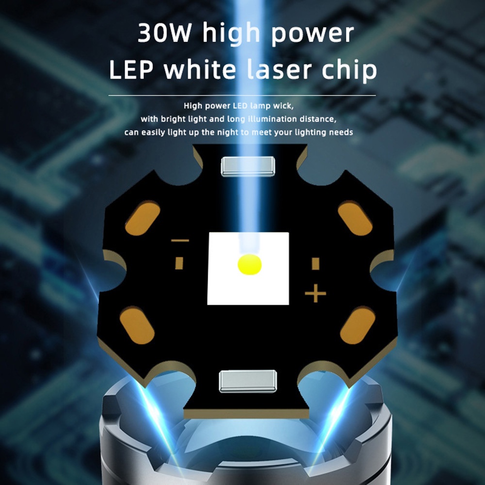 Đèn Pin LED laser Trắng Siêu Sáng Hình Chữ C Chống Thấm Nước IPX6 Có Thể Sạc Lại