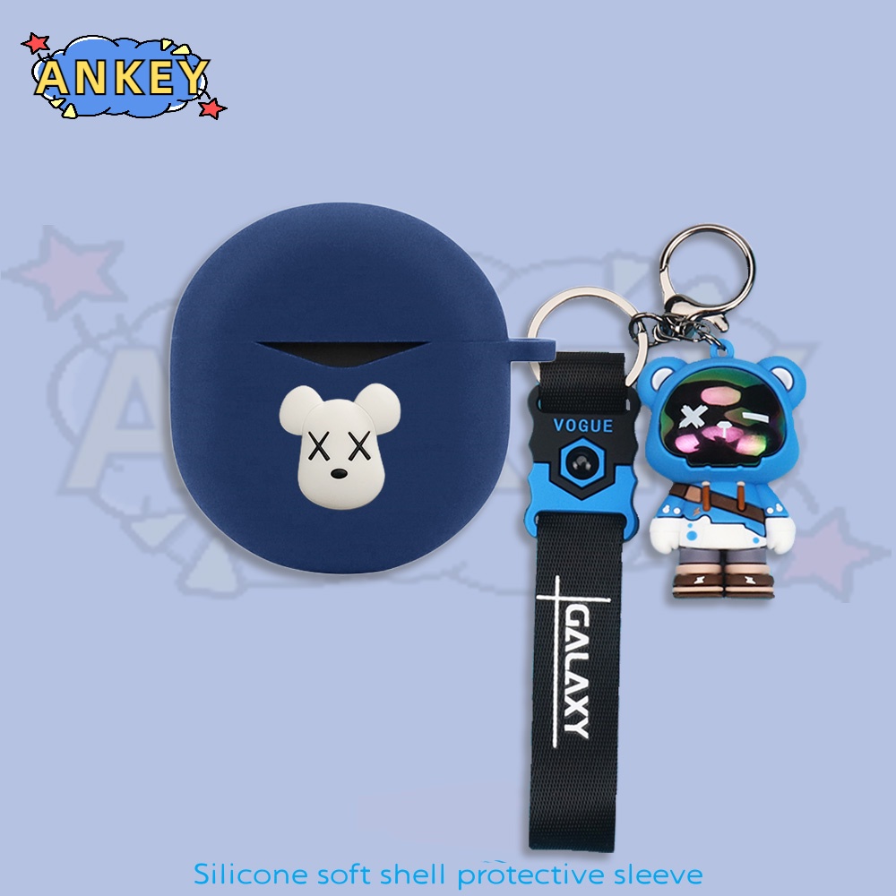 For SoundPEATS Air 4 / Air 3 Deluxe / Capsule 3 Pro Earphone Silicone Case Blue Kaws Earbuds Protective Headphone Cover Headset Skin with Pendant